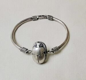 Sterling silver Egyptian Revival scarab bracelet Early 20th Century